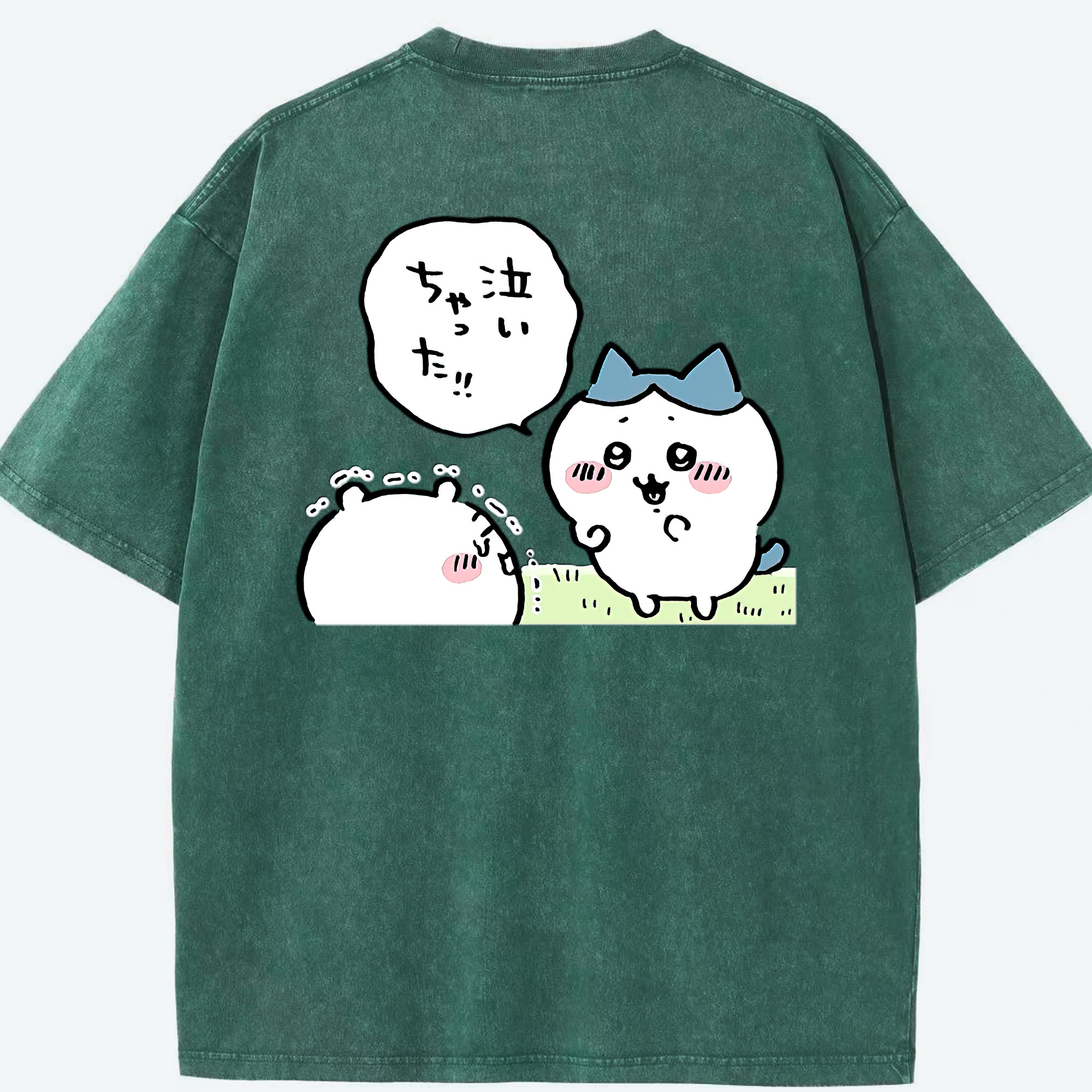 （画像用） ちいかわ ハチワレ Chii-kawa hachiware 綿100% ヴィンテージ風 半袖Tシャツ（背面プリント）